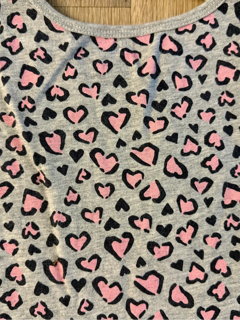 Carter's  Girl's Size 7 Gray Short Sleeve Casual Dress With Pink Leopard Print